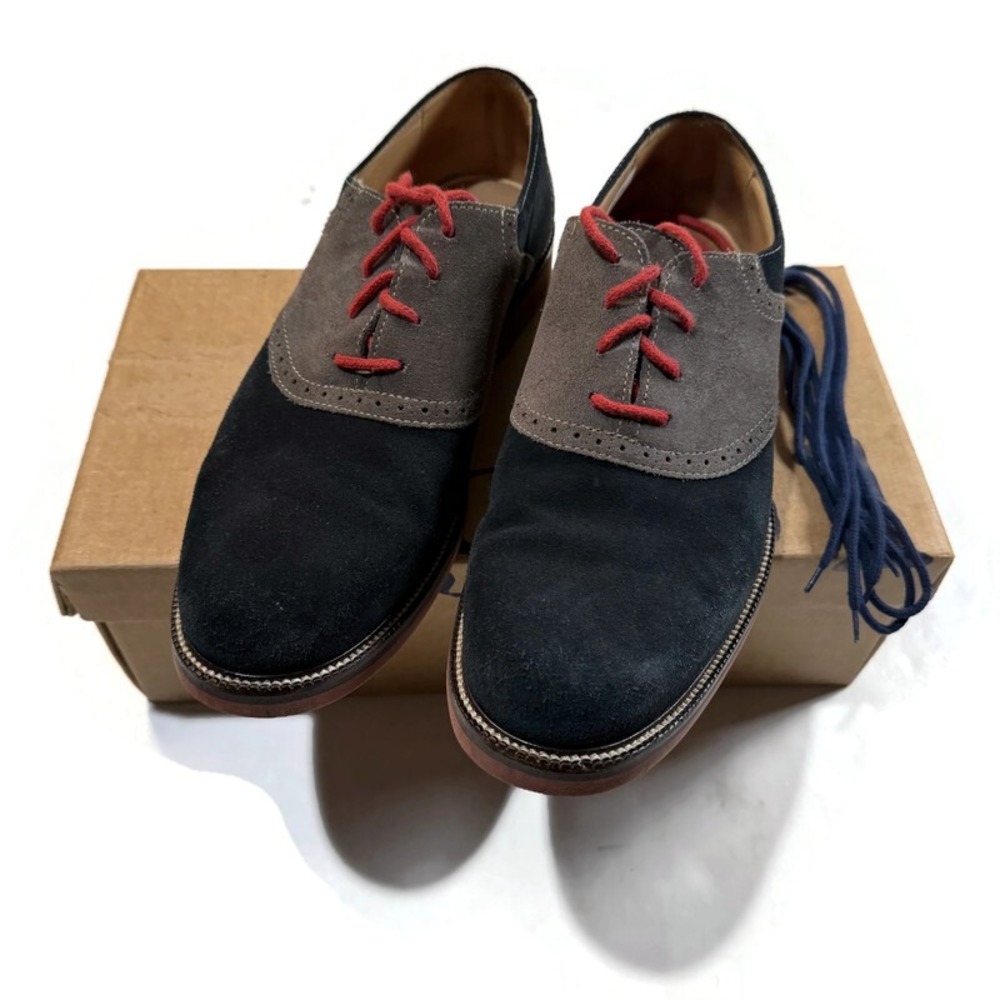 1901 Saddle Up Navy Grey Suede Oxford Shoes M23109 Mens 9.5 M
